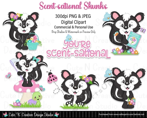 Scent-Sational Skunks Digital Clip Art Set