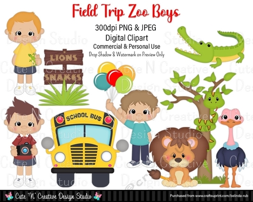 Field Trip Zoo Boys Digital Clip Art Set