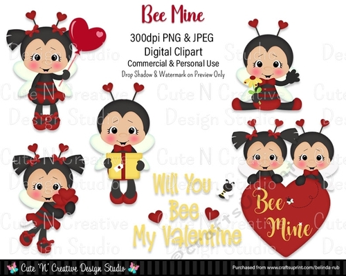 Bee Mine Digital Clip Art Set