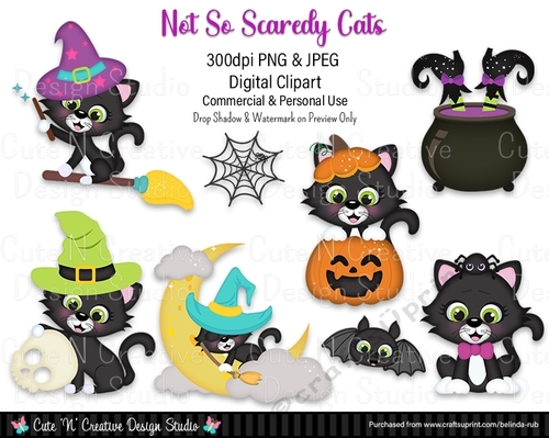 Not So Scaredy Cats Digital Clip Art Set