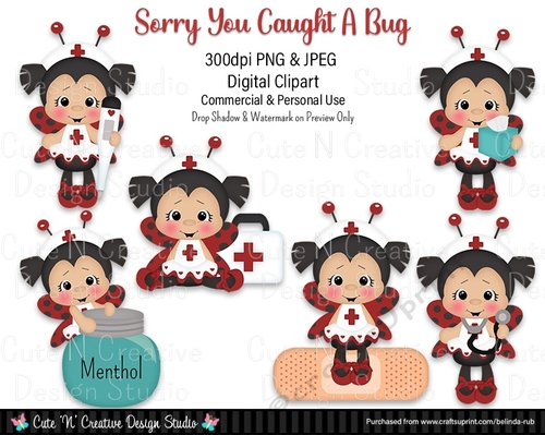 Sorry you Caught a Bug Digital Clip Art Set