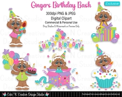 Gingers Birthday Bash EXCLUSIVE Digital Clip Art Set