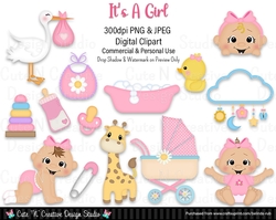 Its A Girl Digital Clip Art Set