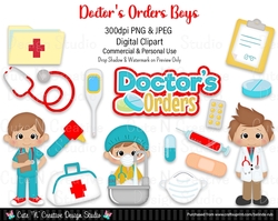 Doctors Orders Boys Digital Clip Art Set