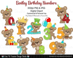 Bentleys Birthday Numbers Digital Clip Art Set