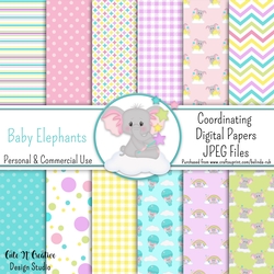 Baby Elephants Coordinating Digital Paper Pack