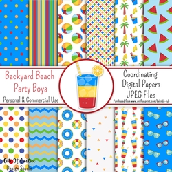 Backyard Beach Party Boys Coordinating Digital Paper Pack