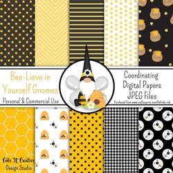 Bee-lieve in Yourself Gnomes Coordinating Digital Paper Pack