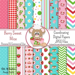Berry Sweet Mice Coordinating Digital Paper Pack