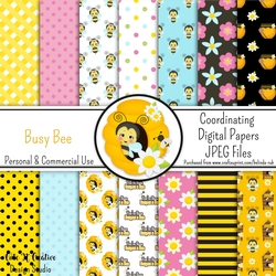 Busy Bee Coordinating Digital Paper Pack