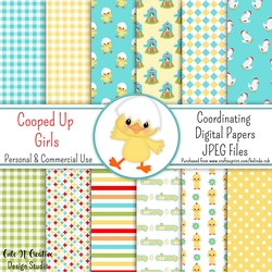 Cooped Up Girls Coordinating Digital Paper Pack