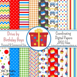 Drive by Birthday Boys Coordinating Digital Paper Pack