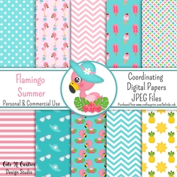 Flamingo Summer Coordinating Digital Paper Pack