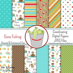 Gone Fishing Coordinating Digital Paper Pack