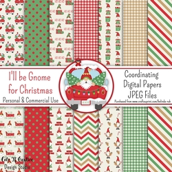 Ill be Gnome for Christmas Coordinating Digital Paper Pack