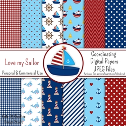 Love my Sailor Coordinating Digital Paper Pack