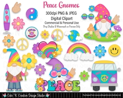 Peace Gnomes Digital Clip Art Set