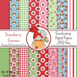 Strawberry Gnomes Coordinating Digital Paper Pack
