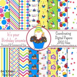 Its your Birthday Gnomie Coordinating Digital Paper Pack