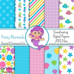 Pretty Mermaids Coordinating Digital Paper Pack