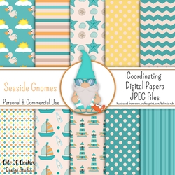 Seaside Gnomes Coordinating Digital Paper Pack