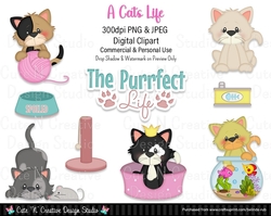 A Cats Life Digital Clip Art Set