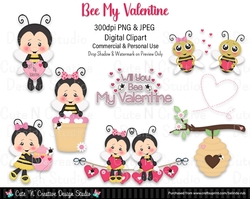 Bee My Valentine 2 Digital Clip Art Set