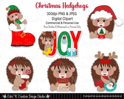 Christmas Hedgehogs Digital Clip Art Set