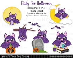 Batty for Halloween Digital Clip Art Set