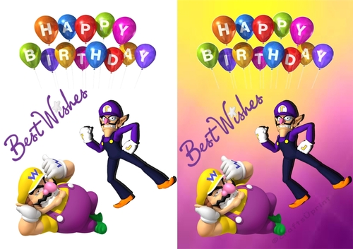 Wario And Waluigi Birthday Card