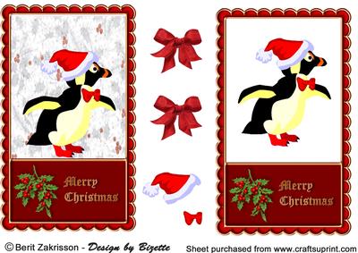 Penguin Christmas Frame Red 2