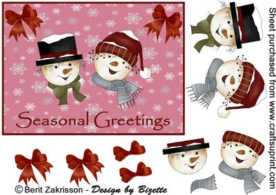 Snowman Seasonal Greetings Pink