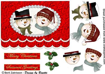 Snowmen in Red Frame