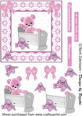 Pink Plushie in a Cradle