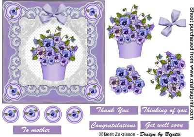 Blue Pansies in a Pot