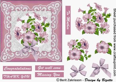 Plum Petunias on a Lace