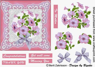 Pink Petunias on Lace