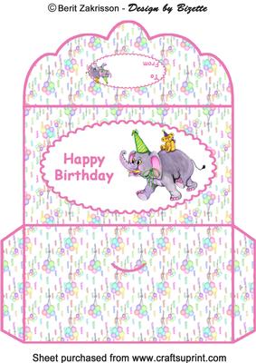 Birthday Elephant Pink Moneywallet