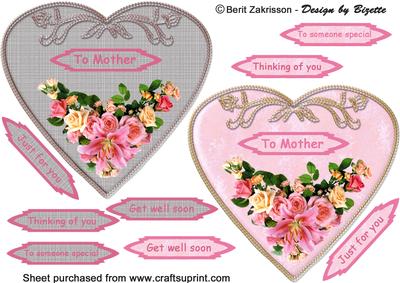 Floral Heart Toppers 15cm