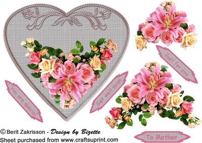 Floral Heart Topper Grey
