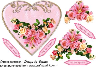 Floral Heart Topper Pink