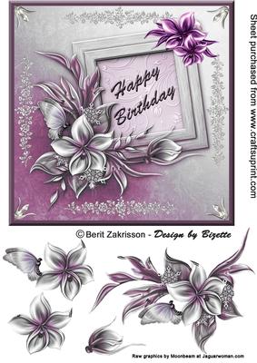 Flowers on a Plum Background