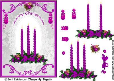 Christmas Candles Cerise-purple