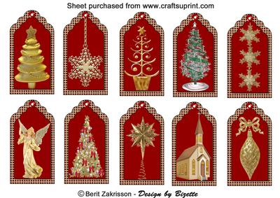 Christmas Tags Red-gold