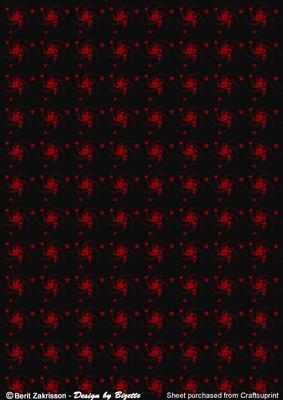 Stars and Swirls Black-red Background Paper