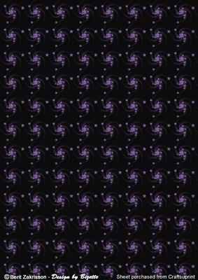 Stars and Swirls Backgrond Paper Black-purple