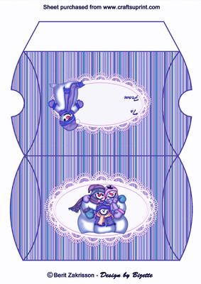 Snowman Family Mid Blue Pillowbox