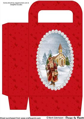 Santa in Pearl Frame Red Large Giftbag