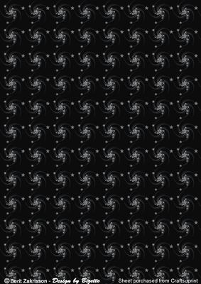 Stars and Swirls Backgrond Paper Black-silvery Gray