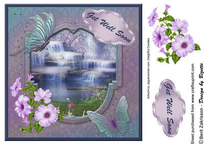 Petunias and Waterfall